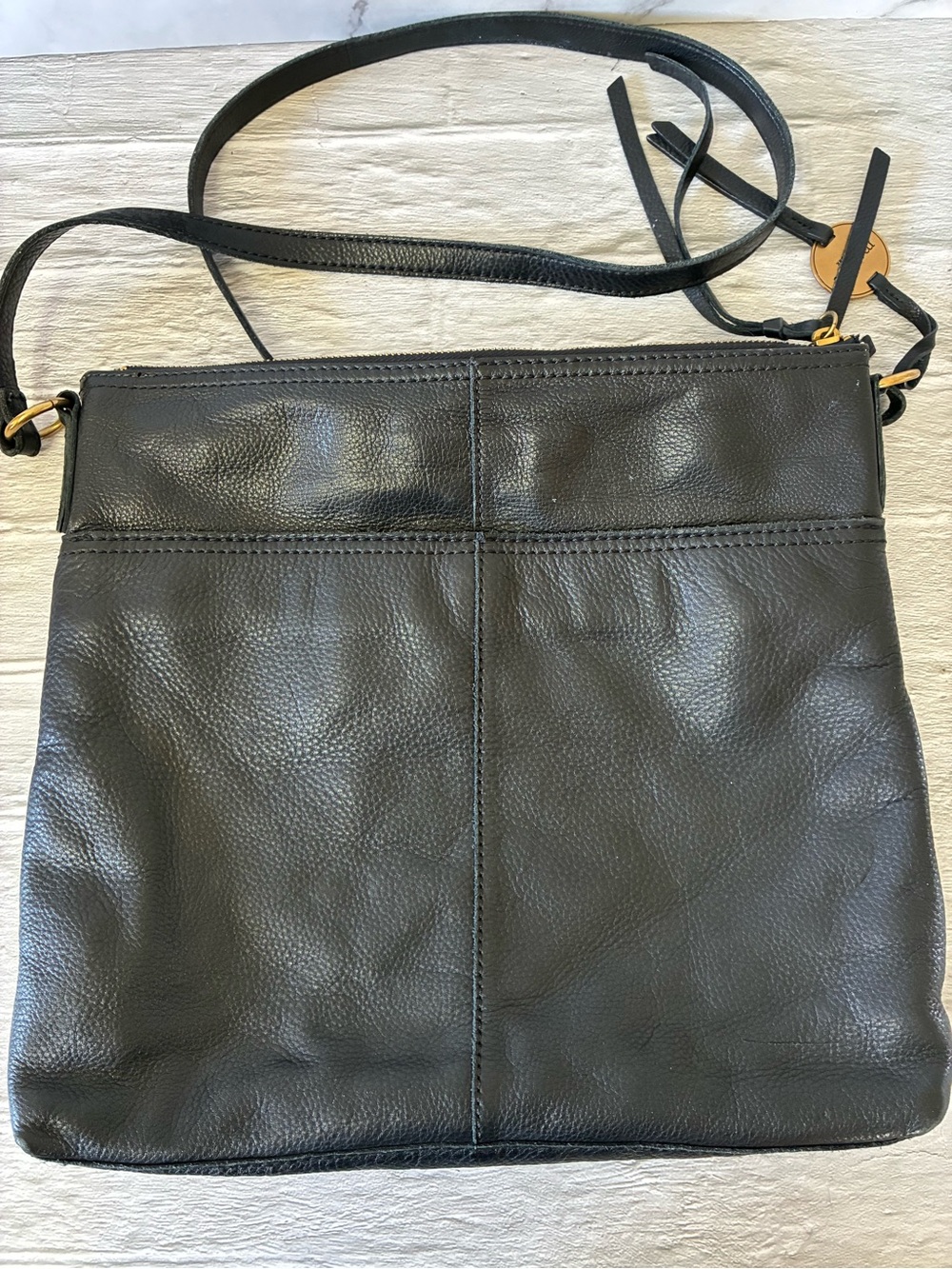 Margot Black Pebble Leather Crossbody Bag With Gold Hardware